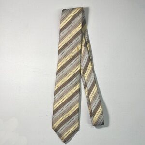 Dior Brown and Yellow Striped Tie